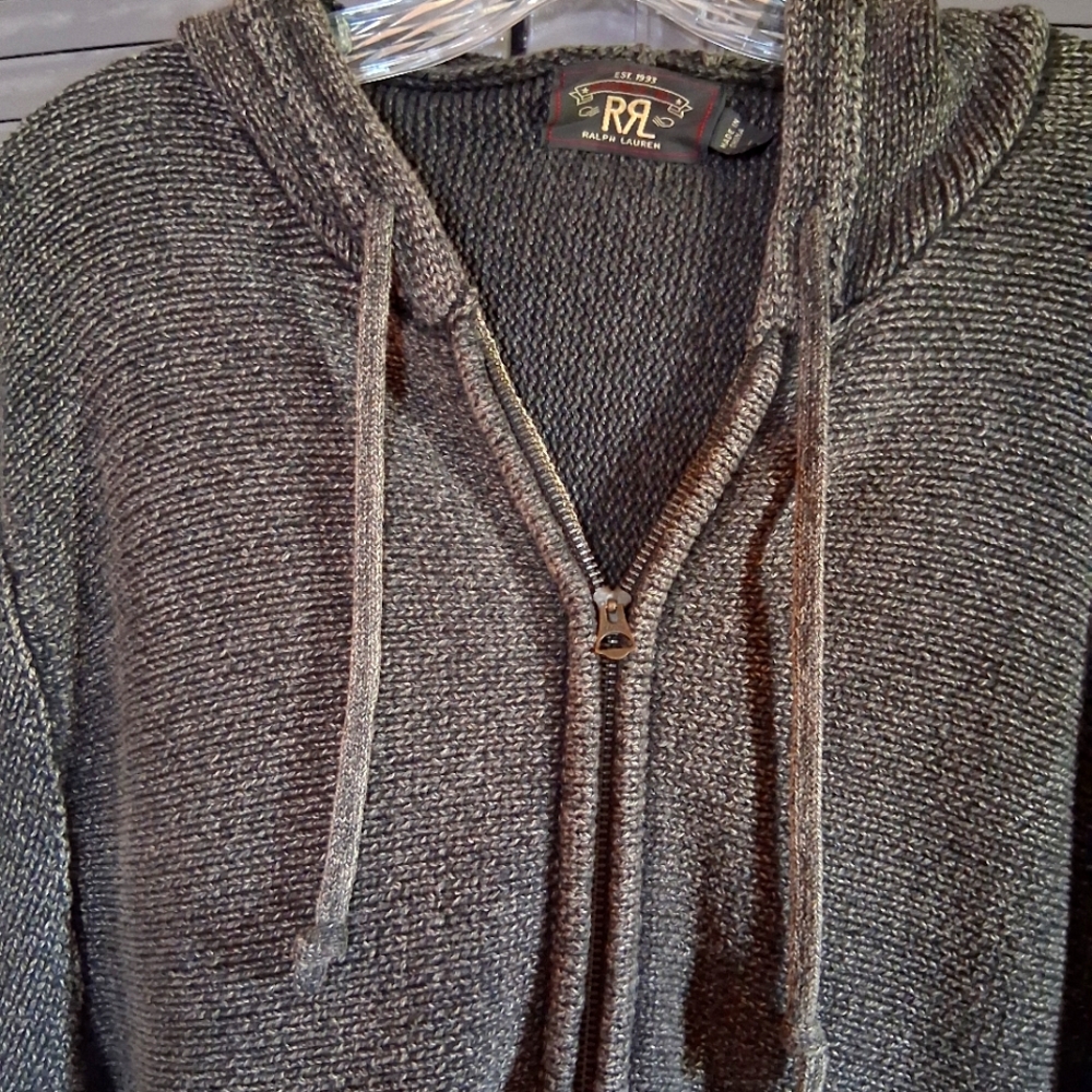 Ralph Lauren Double RL Gray Zip Up Sweater NWOT